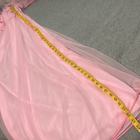 Vintage Fairy Night Gown Maxi Dress Coquette Pink Cottagecore Barbie Princess - Picture 4 of 11
